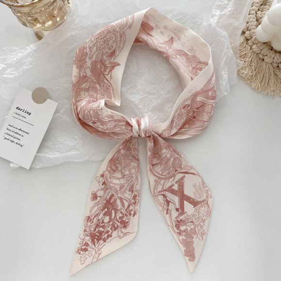 Geometric print initial X twilly scarf - Picture 3 of 3